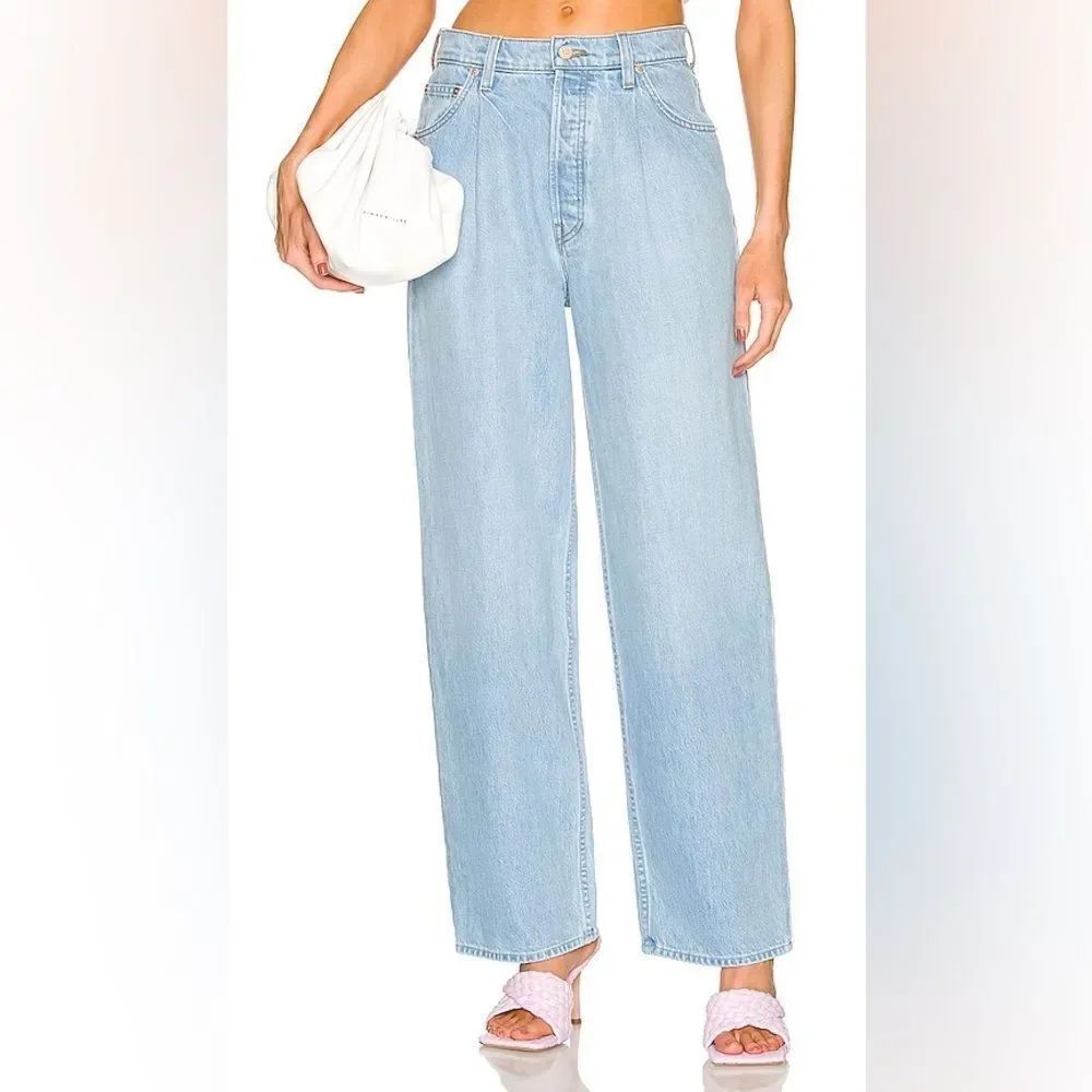 Mother NWT Snacks Pleated Fun Dip Puddle Straight Jeans Size 33